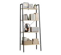 WOLTU Étagère de Rangement à 4 Niveaux | 35x60x148cm, Étagère pour Plantes et Fleurs, Noir+Chêne Clair