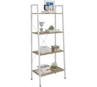 WOLTU Étagère de Rangement en acier et en bois avec 4 tablettes, Étagère royonnage,60x35x148cm, Blanc+chêne clair