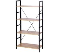 WOLTU Étagère de Rangement en acier et en bois avec 4 tablettes, Étagère royonnage,Étagère de cuisine,60x28x116cm,Noir+chêne clair