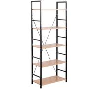 WOLTU Étagère de Rangement 5 Niveaux, Étagère en Échelle, en Panneaux en Bois Composé en Chêne Clair et en Métal Noir, RGB9308hei