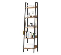 WOLTU Étagère Échelle Étagère de Rangement Bibliothèque à 5 Niveaux avec 4 Crochets Amovibles Style Industriel Vintage Cadre en Métal Tablette en MDF Noir 40x170x36cm RGB9289hov