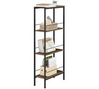 WOLTU Étagère Étroite à 4 Niveaux, Étagère Angle pour Cuisine, Salon, en MDF, Cadre Métallique, Marron Rustique+Noir, 50x20x110cm