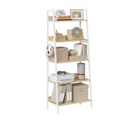 WOLTU Étagère Industrielle 5 Niveaux, Étagère Rangement Étroite et Haute | pour Bureau, Salon, Cuisine, Cadre Métallique, 36x64x171 cm - Chêne Clair + Blanc