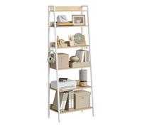 WOLTU Étagère Industrielle 6 Niveaux, Étagère Rangement Étroite et Haute | pour Bureau, Salon, Cuisine, Cadre Métallique, 36x64x187,5 cm - Chêne Clair + Blanc