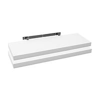 WOLTU Étagère Murale, Étagère Suspendue, Étagère Flottante en MDF, Lot de 2, Blanc, pour Salon, Cuisine, Chambre, Salle de Bain etc RG9370ws-2