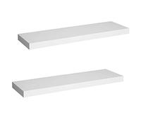 WOLTU Étagère Murale, Étagère Suspendue, Étagère Flottante en MDF, Lot de 2, Blanc, pour Salon, Cuisine, Chambre, Salle de Bain etc RG9318ws-2
