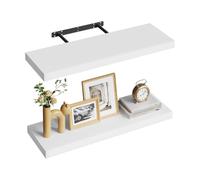 WOLTU Étagère Murale, Étagère Suspendue, Étagère Flottante en MDF, Lot de 2, Blanc, pour Salon, Cuisine, Chambre, Salle de Bain etc RG9369ws-2