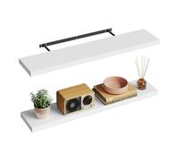 WOLTU Étagère Murale, Étagère Suspendue, Étagère Flottante en MDF, Lot de 2, Blanc, pour Salon, Cuisine, Chambre, Salle de Bain etc RG9316ws-2