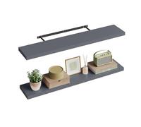 WOLTU Étagère Murale, Étagère Suspendue, Étagère Flottante en MDF, Lot de 2, pour Salon, Cuisine, Chambre, Salle de Bain etc RG9315dgr-2
