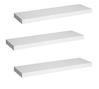 WOLTU Étagère Murale, Étagère Suspendue, Étagère Flottante en MDF, Lot de 3, Blanc, pour Salon, Cuisine, Chambre, Salle de Bain etc RG9371ws-3