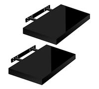 WOLTU Étagère Murale Lot de 2, Étagères Flottantes pour Livres, CD DVD, en Panneau de Bois d'Ingénierie, 40x22,9x3,8cm, Noir, RG9476sz-2