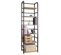 WOLTU Étagère Rangement à 6 Niveaux, Bibliothèque, Meuble Étagère, Cadre en Métal, pour Salon Chambre Bureau, 50x30x176cm, Chêne Clair + Noir, RGB11hei