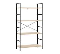 WOLTU Étagère Rangement, Bibliothèque à 4 Niveaux, Meuble de Rangement, Cadre en Métal, pour Salon, Chambre, Cuisine, Bureau, 60x28x116cm, Chêne Clair + Noir