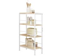 WOLTU Étagère Rangement, Étagère Étroite à 4 Niveaux, pour Cuisine, Salon, en MDF, Cadre Métallique, Chêne Clair+Blanc, 50x20x78cm