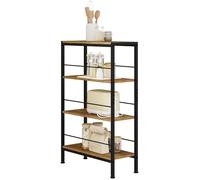 WOLTU Étagère Rangement, Étagère Étroite à 4 Niveaux, pour Cuisine,Salon, en MDF, Cadre Métallique, Marron Rustique+Noir,