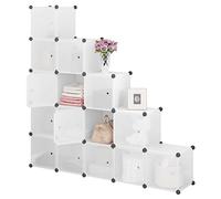 WOLTU Étagère Rangement Plastique, Armoire de Rangement Modulable, Meuble Chaussure, Meuble Cube, avec Portes, 15 Casiers, Blanc