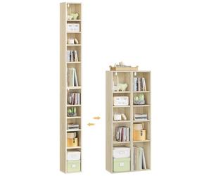WOLTU Étagères Cubiques, Bibliothèque Haute et Étroite à 10 Compartiments | Design Colonne, Capacité 160kg, pour CD, DVD, Chêne Clair