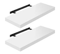 WOLTU Étagères Murales,Tablette Murale de Lot de 2, Étagère Flottante, Étagère à Livres, CD DVD, Panneau de Bois, 90x22,9x3,8cm, Blanc, RG9481ws-2