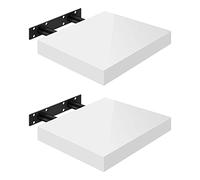 WOLTU Étagères Murales,Tablette Murale de Lot de 2, Étagère Flottante, Étagère à Livres, CD DVD, Panneau de Bois, 25x22,9x3,8cm, Blanc, RG9488ws-2