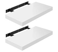 WOLTU Étagères Murales,Tablette Murale de Lot de 2, Étagère Flottante, Étagère à Livres, CD DVD, Panneau de Bois, 40x22,9x3,8cm, Blanc, RG9476ws-2-FL