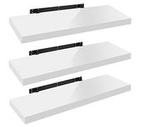 WOLTU Étagères Murales,Tablette Murale de Lot de 3, Étagère Flottante, Étagère à Livres, CD DVD, Panneau de Bois, 120x22,9x3,8cm, Blanc, RG9484ws-3