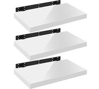 WOLTU Étagères Murales,Tablette Murale de Lot de 3, Étagère Flottante, Étagère à Livres, CD DVD, Panneau de Bois, 60x22,9x3,8cm, Blanc, RG9478ws-3