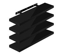 WOLTU Étagères Murales,Tablette Murale de Lot de 4, Étagère Flottante, Étagère à Livres, CD DVD, Panneau de Bois, 80x22,9x3,8cm, Noir, RG9480sz-4