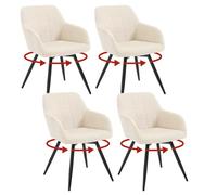 WOLTU EZS85be-4 Lot de 4 chaises de salle à manger pivotantes ergonomiques rembourrées en velours avec pieds en métal et accoudoirs pour cuisine, salon, balcon, beige
