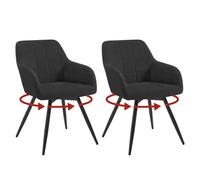 WOLTU EZS85sz-2 Lot de 2 chaises de salle à manger pivotantes ergonomiques rembourrées en velours avec pieds en métal et accoudoirs pour cuisine, salon, balcon Noir