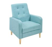WOLTU Fauteil Salon, Fauteuil Relax à Dossier Haut, Chaise, Bleu | Chaise de Relaxation avec Pieds en Bois Massif, Accoudoirs, Siège Rembourré, Revêtement en Lin, pour Salon, Bureau