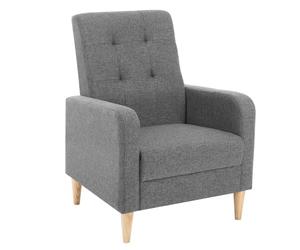 WOLTU Fauteil Salon, Fauteuil Relax à Dossier Haut, Chaise de Relaxation avec Pieds en Bois Massif, Accoudoirs, Siège Rembourré, Revêtement en Lin, pour Salon, Bureau, Gris Foncé, SKS41dgr
