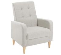 WOLTU Fauteil Salon, Fauteuil Relax à Dossier Haut, Chaise, Gris Clair | Chaise de Relaxation avec Pieds en Bois Massif, Accoudoirs, Siège Rembourré, Revêtement en Lin, pour Salon, Bureau