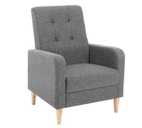 WOLTU Fauteil Salon, Fauteuil Relax à Dossier Haut, Chaise, Gris Foncé | Chaise de Relaxation avec Pieds en Bois Massif, Accoudoirs, Siège Rembourré, Revêtement en Lin, pour Salon, Bureau