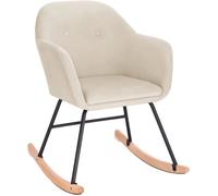 WOLTU Fauteuil à bascule en velours, Chaise à bascule, Fauteuil de relaxation avec pieds en acier et patin en bois, Crème