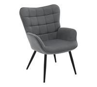 WOLTU Fauteuil à Oreilles, Relax Moderne, Salon Rembourré, Gris Foncé | Lounge Vintage, Chaise Pieds Métalliques, Fauteuil Rembourré avec Revêtement en Velours Côtelé