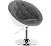 WOLTU Fauteuil de bar,Tabouret de bar en similicuir,Chaise de loisir rotatif,hauteur réglable,Gris+Blanc