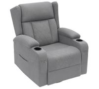WOLTU Fauteuil Relax Pivotant à 360°, inclinable, Bascule, Lin Imité, Gris | Fauteuil TV, Dossier Inclinable, Bascule, Repose-Pieds, Poches Latérales et Porte-gobelet, Charge 150 kg