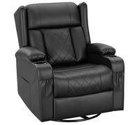 WOLTU Fauteuil de Relaxation à 360°, Fauteuil TV avec Fonction Bascule, Dossier Inclinable, Revêtement en PU, Noir