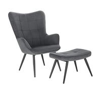 WOLTU Fauteuil de Relaxation avec Repose-Pieds, Couverture en Velours côtelé, des Accoudoirs Rembourés et des Pieds en Métal pour Jardin Salon Salle de Repos Gris Foncé SKS28dgr