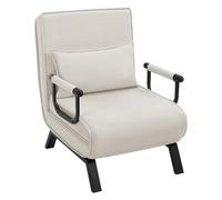 WOLTU Fauteuil Lit 1 Place Convertible, Canapé Lit, 184 x 60 cm, Beige | Convertible 3 en 1, avec Dossier Réglable en 5 Positions, Fauteuil Salon, Oreiller Amovible, Siège Rembourré