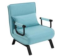 WOLTU Fauteuil Lit 1 Place Convertible, Canapé Lit, 184 x 60 cm, Bleu | Convertible 3 en 1, avec Dossier Réglable en 5 Positions, Fauteuil Salon, Oreiller Amovible, Siège Rembourré