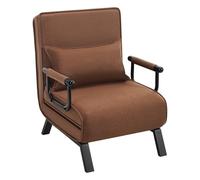 WOLTU Fauteuil Lit 1 Place Convertible, Canapé Lit, 184 x 60 cm, Marron | Convertible 3 en 1, avec Dossier Réglable en 5 Positions, Fauteuil Salon, Oreiller Amovible, Siège Rembourré