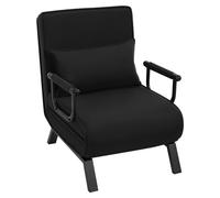 WOLTU Fauteuil Lit 1 Place Convertible, Canapé Lit, 184 x 60 cm, Noir | Convertible 3 en 1, avec Dossier Réglable en 5 Positions, Fauteuil Salon, Oreiller Amovible, Siège Rembourré
