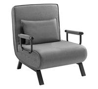 WOLTU Fauteuil Lit 1 Place Convertible, Canapé Lit, 190 x 69 cm, Gris Foncé | Convertible 3 en 1, avec Dossier Réglable en 5 Positions, Fauteuil Salon, Oreiller Amovible, Siège Rembourré