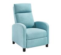 WOLTU Fauteuil Relax, Fauteuil Inclinable, Canapé 1 Place, Dossier et Repose-Pieds Réglables, Appui-tête, Assise Rembourrée, Lin, Bleu, SKS58bl