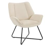 WOLTU Fauteuil Relax, Fauteuil Salon, Scandinave, Rembourré, avec Dossier Haut, Pieds en Métal, en Lin, Beige