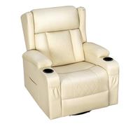 WOLTU Fauteuil Relax Pivotant à 360°, Fauteuil TV avec Fonction Bascule, Dossier Inclinable, Repose-Pieds, Poches Latérales et Porte-gobelet, Charge 150 kg, Revêtement en PU, Beige