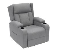 WOLTU Fauteuil Relax Pivotant à 360°, inclinable, Bascule, Lin Imité, Gris | Fauteuil TV, Dossier Inclinable, Bascule, Repose-Pieds, Poches Latérales et Porte-gobelet, Charge 150 kg
