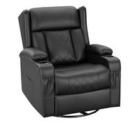 WOLTU Fauteuil de Relaxation à 360°, Fauteuil TV avec Fonction Bascule, Dossier Inclinable, Revêtement en PU, Noir