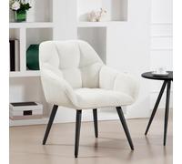 WOLTU Fauteuil Salon, Chaise Pieds Métalliques, Crème | Chaise Bouclette Relax, Siège Rembourré de Lecture, Dossier Haut, et Chambre